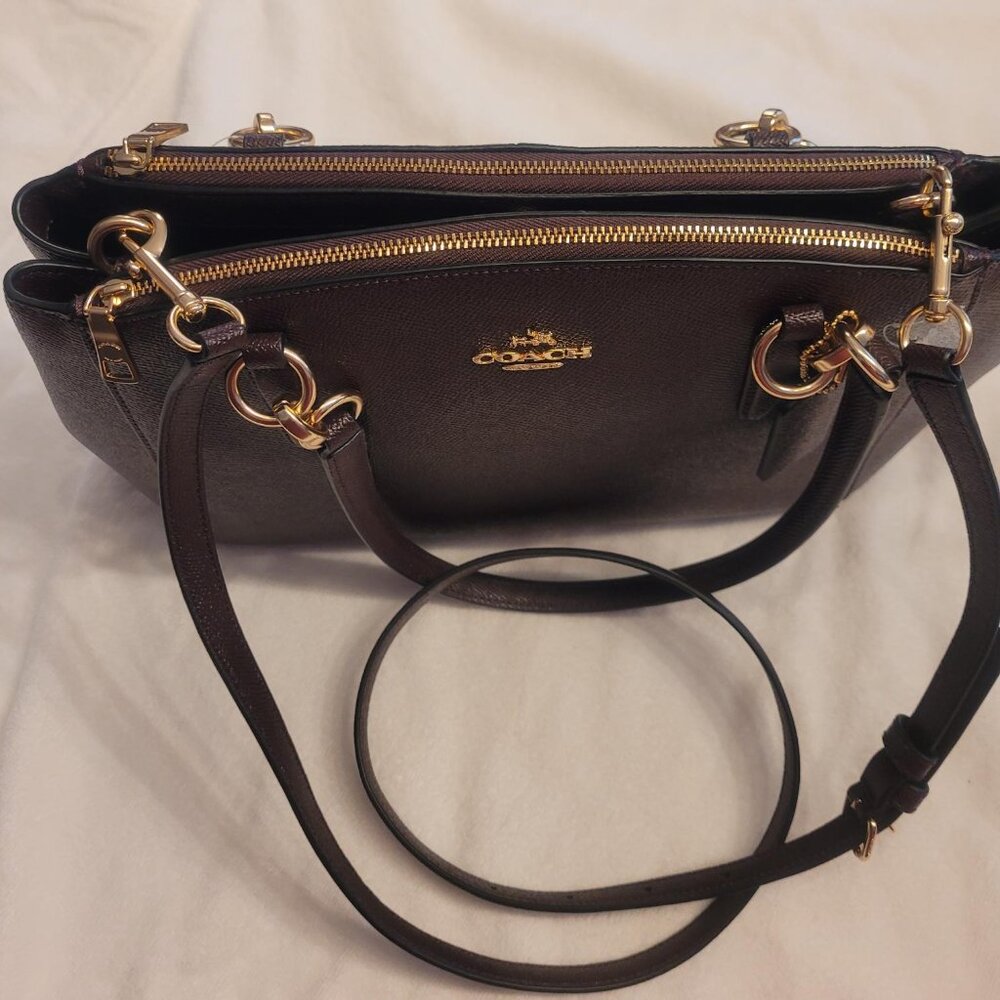 Coach Small Christie Carryall in Cross-grain Leather Oxblood Color NWT - Picture 9 of 13